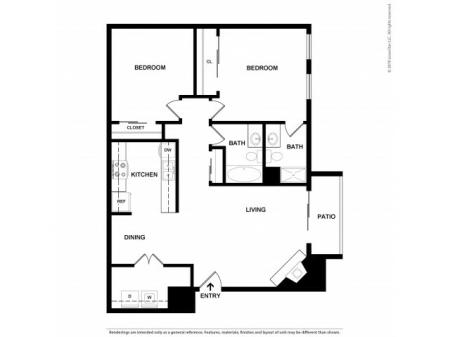 2 Bdrm Floor Plan | Pet Friendly Apartments Aurora Co | The Grove at City Center