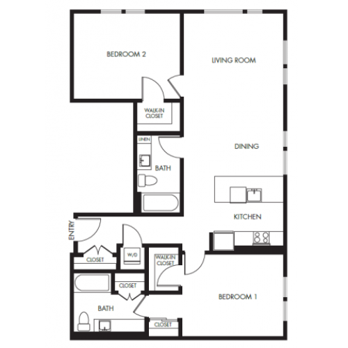 2 Bedroom 2 Bath Podium | Floor Plan 15 | Anthology Apartments | Apartments Issaquah