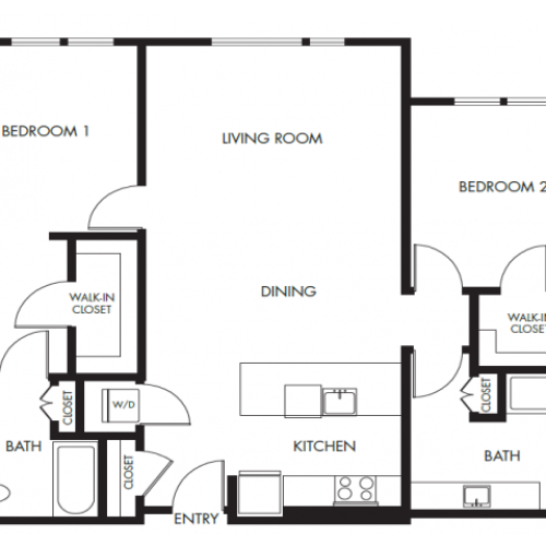 Two Bedroom Two Bath Podium Floor Plan 17 | Anthology Apartments | Issaquah Apartments