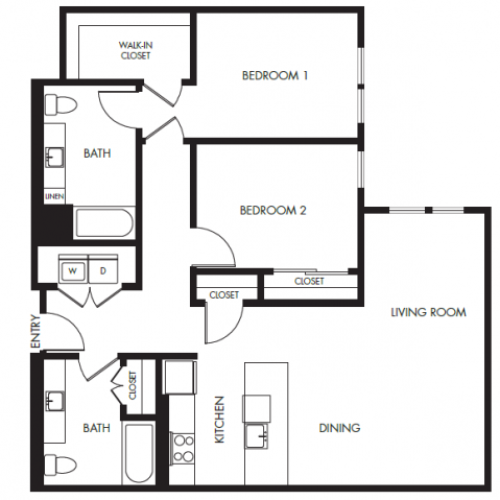 Two Bedroom Two Bath Podium Floor Plan 19 | Anthology Apartments | Apartments Issaquah Wa