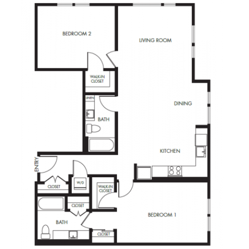 Two Bedroom Two Bath Podium Floor Plan 20 | Anthology Apartments | Apartments Issaquah