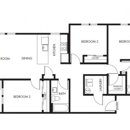 Three Bedroom Two Bath Garden Floor Plan 22 | Anthology Apartments | Issaquah Apartments