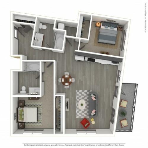 2 Bedroom Floor Plan | Apartments For Rent In Portland, OR | Sanctuary Apartments