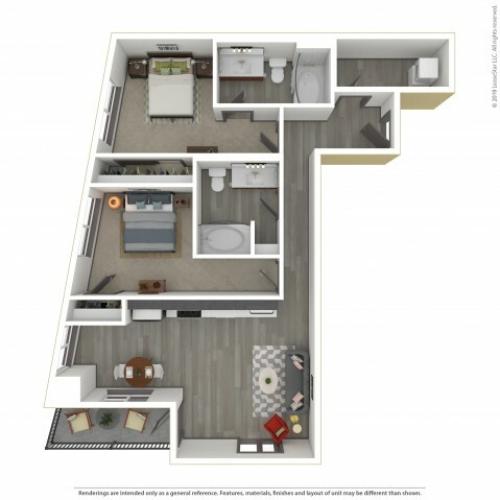 2 Bedroom Floor Plan | Apartments For Rent In Portland, OR | Sanctuary Apartments