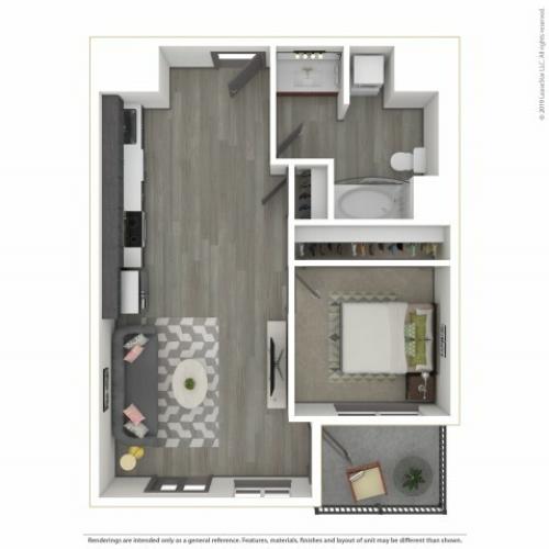 1 Bedroom Floor Plan | Apartments For Rent In Portland, OR | Sanctuary Apartments