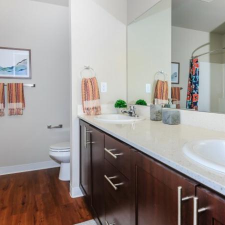 Double Vanity in Bathroom | Outlook at Pilot Butte Apartments | Apartments For Rent Bend Oregon