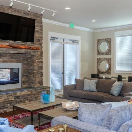 Elegant Lounge with Flatscreen TV | Outlook at Pilot Butte Apartments | Apartments For Rent Bend Oregon