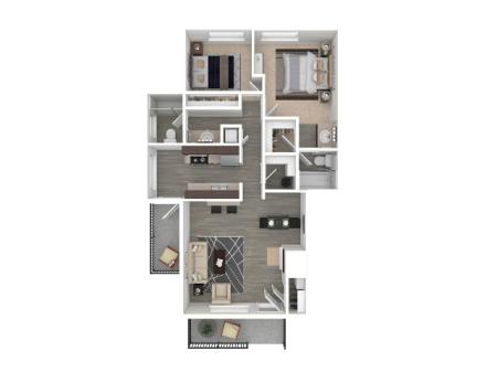 2 Bedroom Floor Plan | Apartments For Rent In Portland, OR | Arbor Creek Apartments