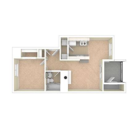The Breaburn Floor Plan | One Bedroom One Bath | The Argyle Apartments