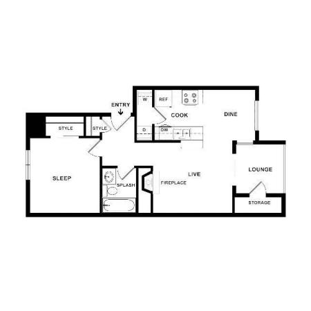 The Breaburn Floor Plan | One Bedroom One Bath | The Argyle Apartments