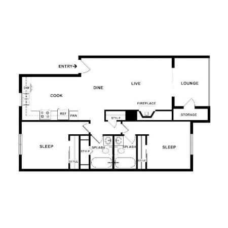 The Breeze Floor Plan | One Bedroom One Bath | The Argyle Apartments