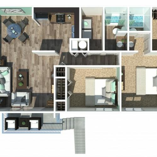 Two Bedroom Two Bath Garden 1028 Sq Ft