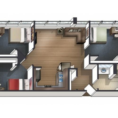 C1 Floor Plan | University Plaza  | NIU Apartments