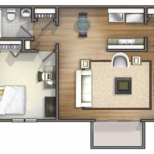 A1 - 1 Bedroom | University Oaks | Kent State Apartments