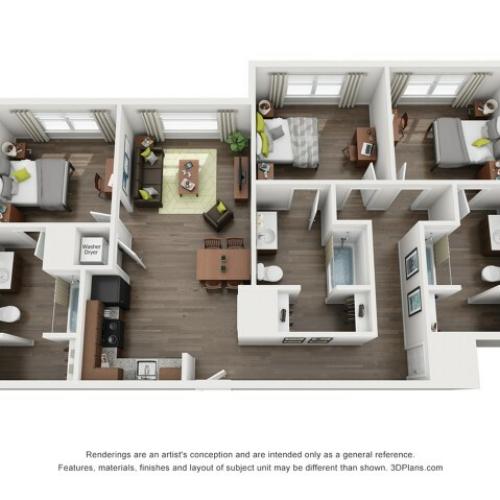C1 Floor Plan  | Trifecta Apartments | Louisville, KY Apartments