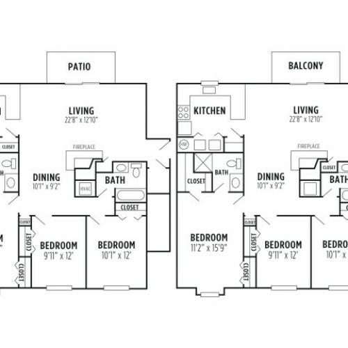Floor Plan 2 | Apartments For Rent In Wyomissing PA | Victoria Crossing Apartments