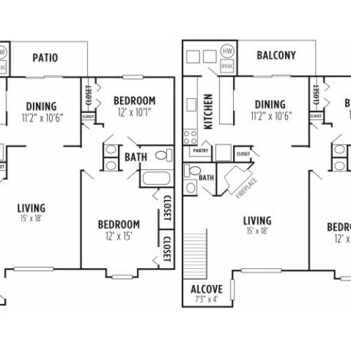 Floor Plan 3 | Wyomissing Apartments | Victoria Crossing Apartments
