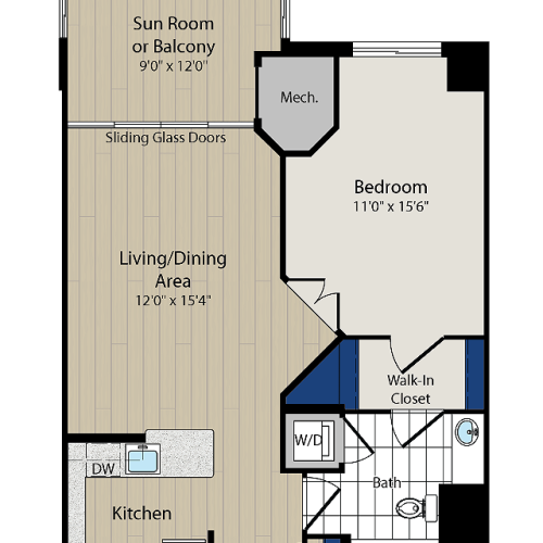 Floor Plan 1 | Luxury Apartments In Arlington VA | Meridian at Ballston Commons