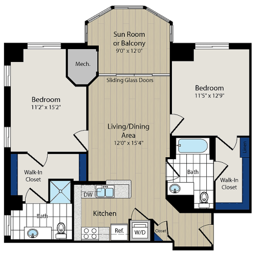 Floor Plan 7 | Luxury Apartments In Arlington VA | Meridian at Ballston Commons