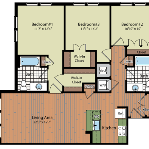 Image of the C2 Floor Plan | Residences at Government Center | Fairfax Apartments