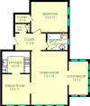 Elizabeth one bedroom floorplan shows a living room, a sun parlor, a dining room, a kitchen, a foyer, a bathroom and a bedroom.