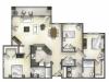 C1 three bedroom, two bath with open concept living room and balcony