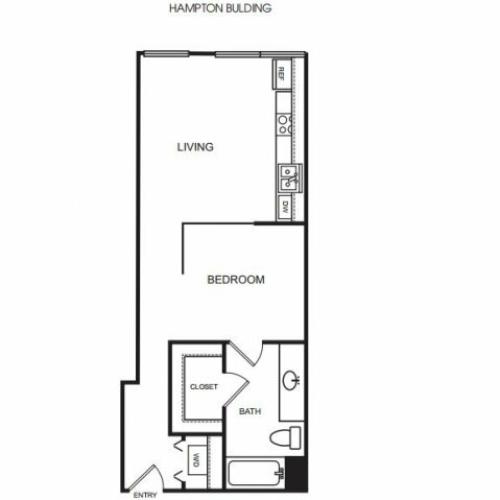 E3H soft one bedroom, one bath with large closet space
