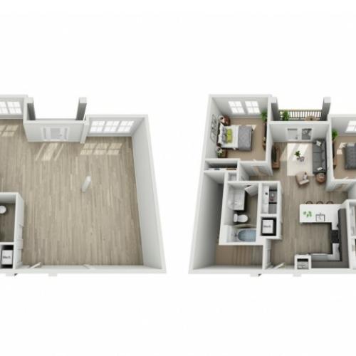 Two Bedroom Two Bathroom Loft Apartment | Haven at Indigo Square