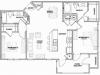 B1 two bed, two bath with dining room, kitchen island and patio/balcony