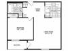 A1B - 1 Bedroom Floor Plan | Apartments in Springfield MA | Stockbridge Court