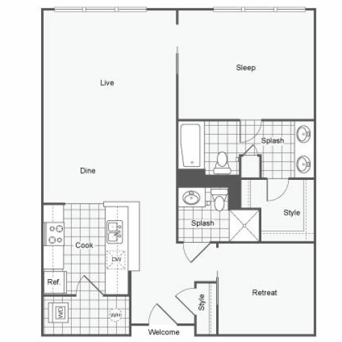 1 Bdrm Floor Plan | Apartments Near GSU | Dwell ATL