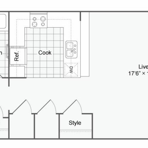 Floor Plan 2 | Studio Apartments In San Antonio | Arrive Eilan