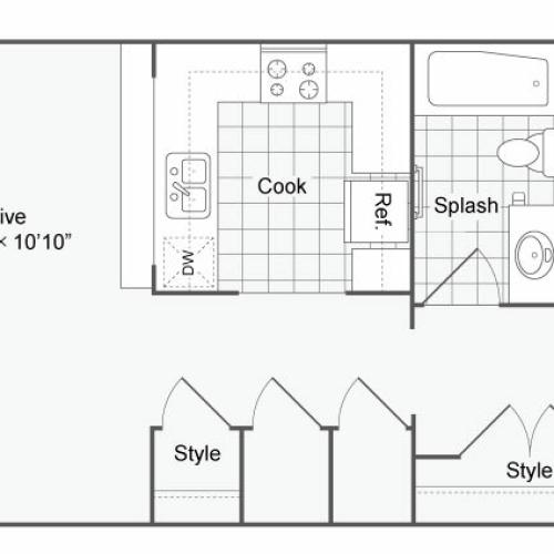 Floor Plan 12 | Studio Apartments In San Antonio | Arrive Eilan
