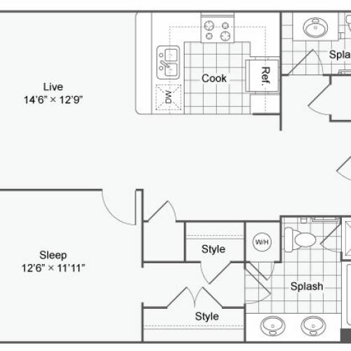 Floor Plan 33| Alamo Apartments San Antonio TX | Arrive Eilan