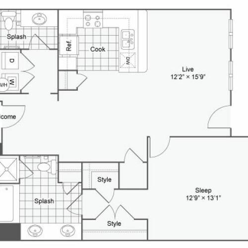 Floor Plan 39| Alamo Apartments San Antonio TX | Arrive Eilan