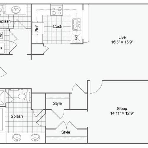 Floor Plan 37| Alamo Apartments San Antonio TX | Arrive Eilan