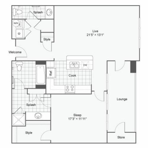 Floor Plan 36| Alamo Apartments San Antonio TX | Arrive Eilan