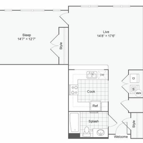 Floor Plan 52| Alamo Apartments San Antonio TX | Arrive Eilan