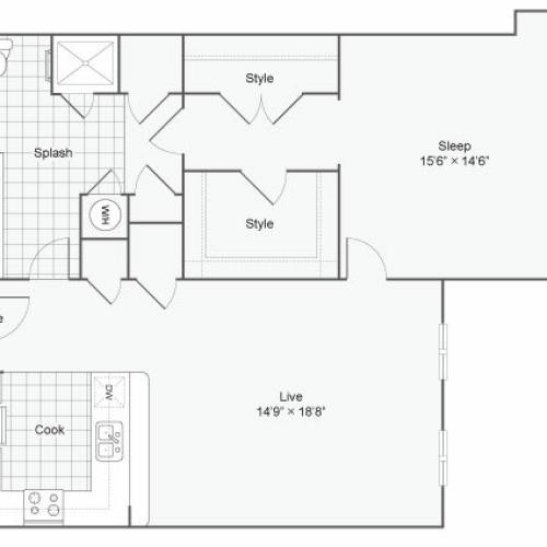 Floor Plan 58| Alamo Apartments San Antonio TX | Arrive Eilan