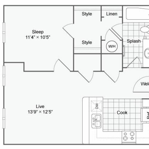 Floor Plan 64| Alamo Apartments San Antonio TX | Arrive Eilan