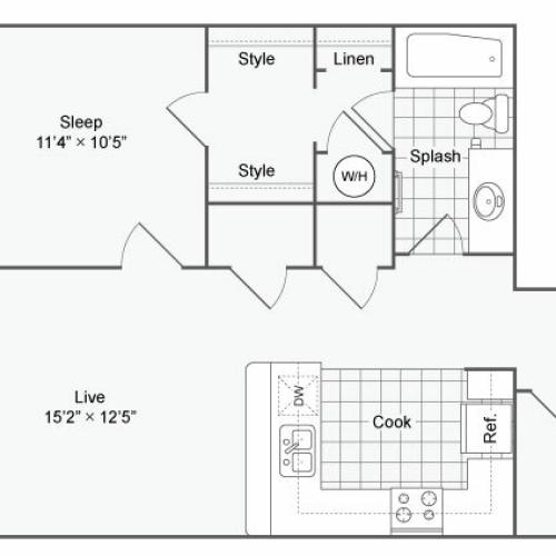 Floor Plan 66| Alamo Apartments San Antonio TX | Arrive Eilan