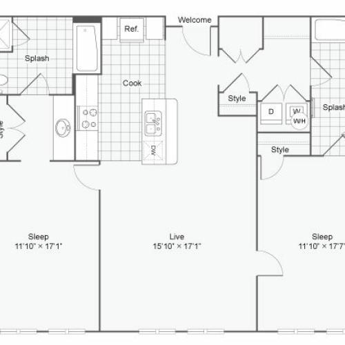 Floor Plan 79| Alamo Apartments San Antonio TX | Arrive Eilan