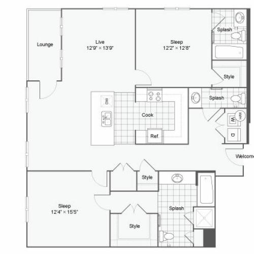 Floor Plan 84| Alamo Apartments San Antonio TX | Arrive Eilan