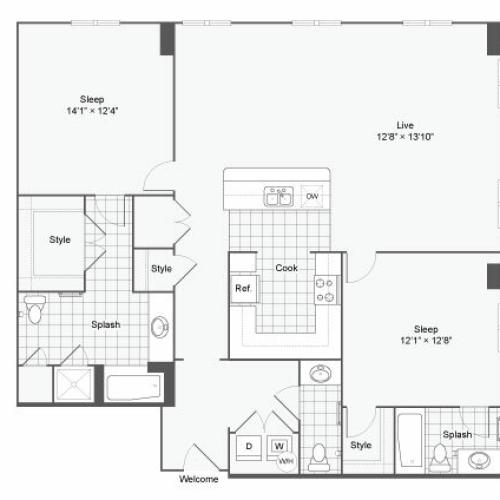 Floor Plan 88| Alamo Apartments San Antonio TX | Arrive Eilan