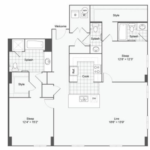 Floor Plan 92| Alamo Apartments San Antonio TX | Arrive Eilan