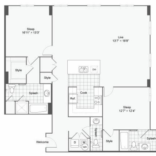 Floor Plan 93| Alamo Apartments San Antonio TX | Arrive Eilan