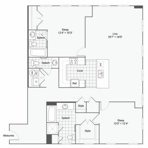 Floor Plan 94| Alamo Apartments San Antonio TX | Arrive Eilan
