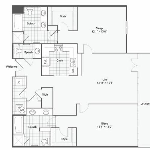 Floor Plan 97| Alamo Apartments San Antonio TX | Arrive Eilan