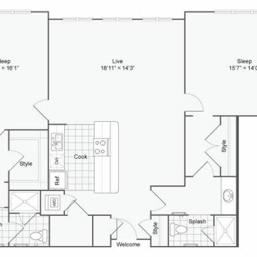 Floor Plan 103| Alamo Apartments San Antonio TX | Arrive Eilan