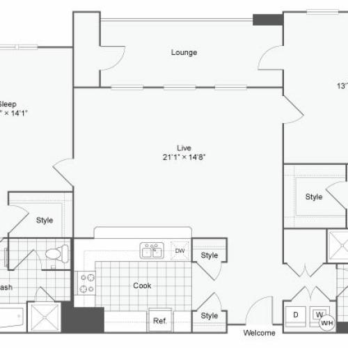 Floor Plan 108| Alamo Apartments San Antonio TX | Arrive Eilan